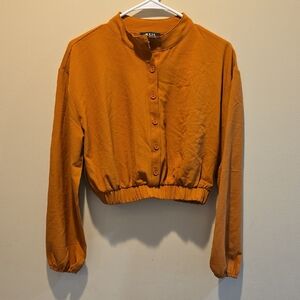 Orange Button-Up Women's Blouse